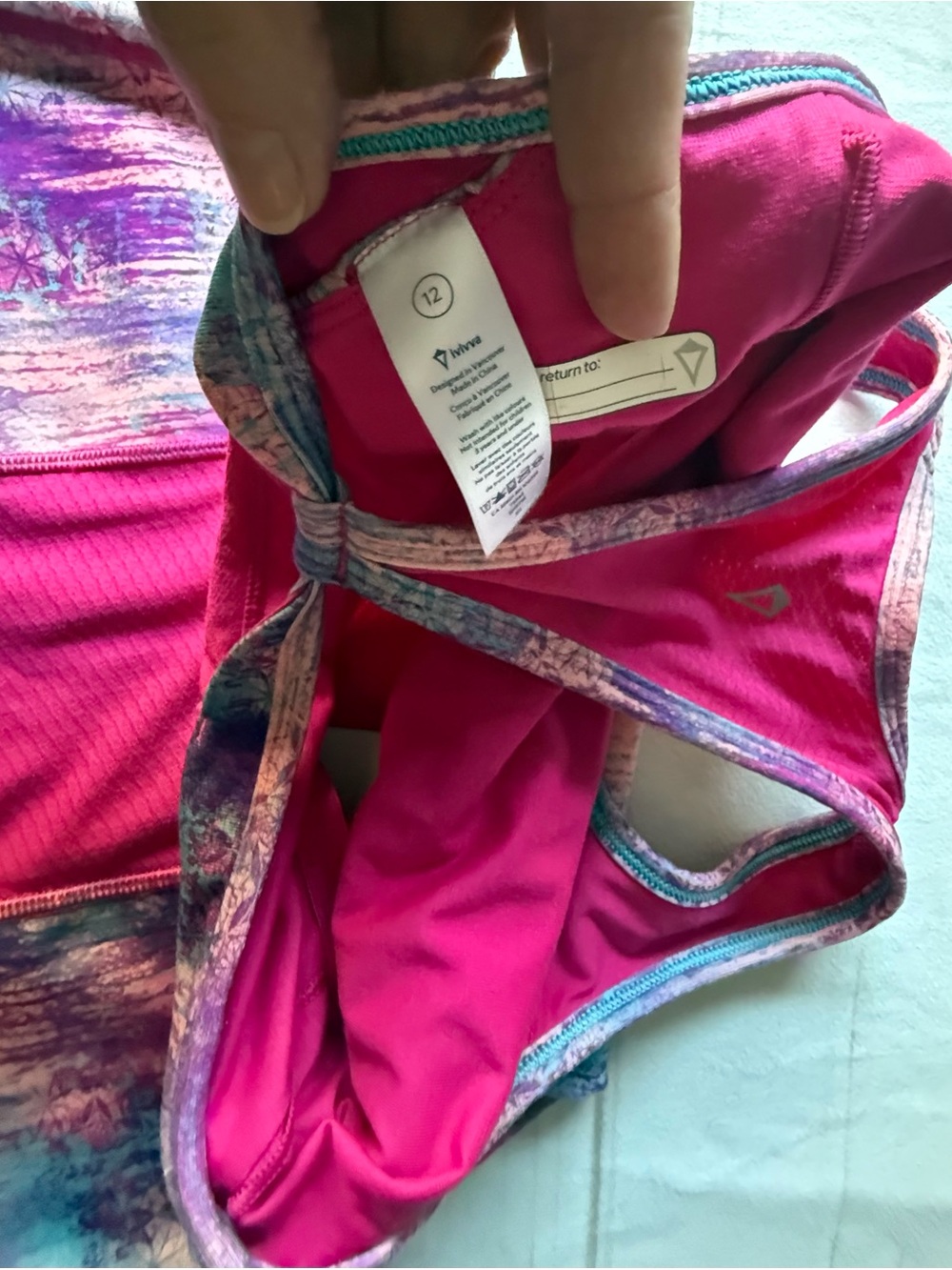 Ivivva Pink Purple Blue Tie-Dye Racerback Athletic Top size 12 - Picture 6 of 7